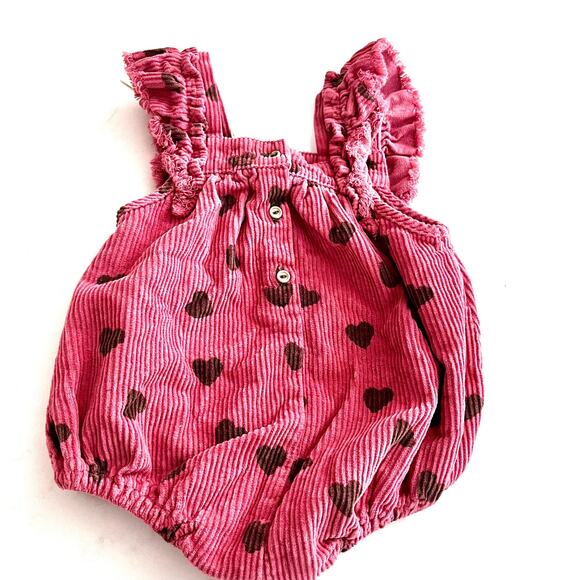 PIUPIUCHICK pomegranate hearts corduroy bubble romper 9-12 months NWT - Picture 6 of 9